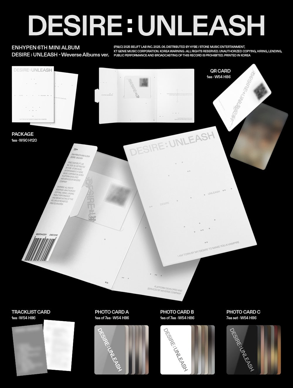 ENHYPEN - DESIRE : UNLEASH (WEVERSE ALBUMS VER.) Inklusions