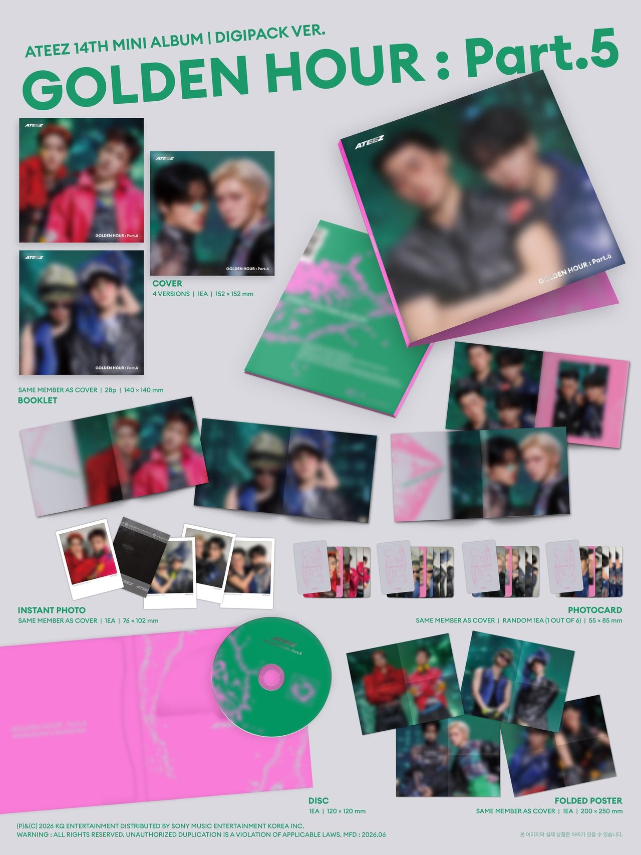 ATEEZ Golden Hour 5 Digipack Duo Inclusions