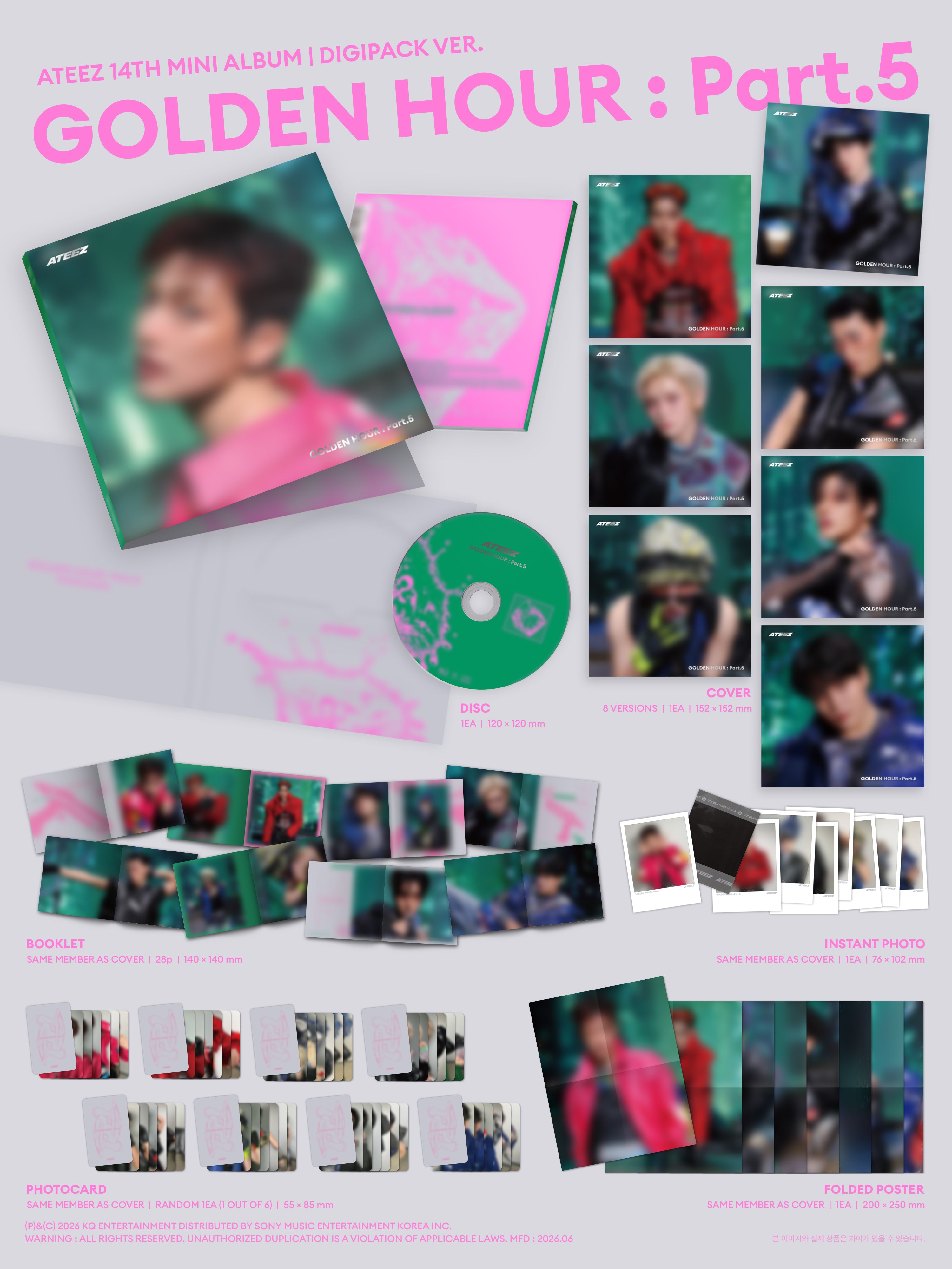 ATEEZ Golden Hour 5 Digipack Inclusions