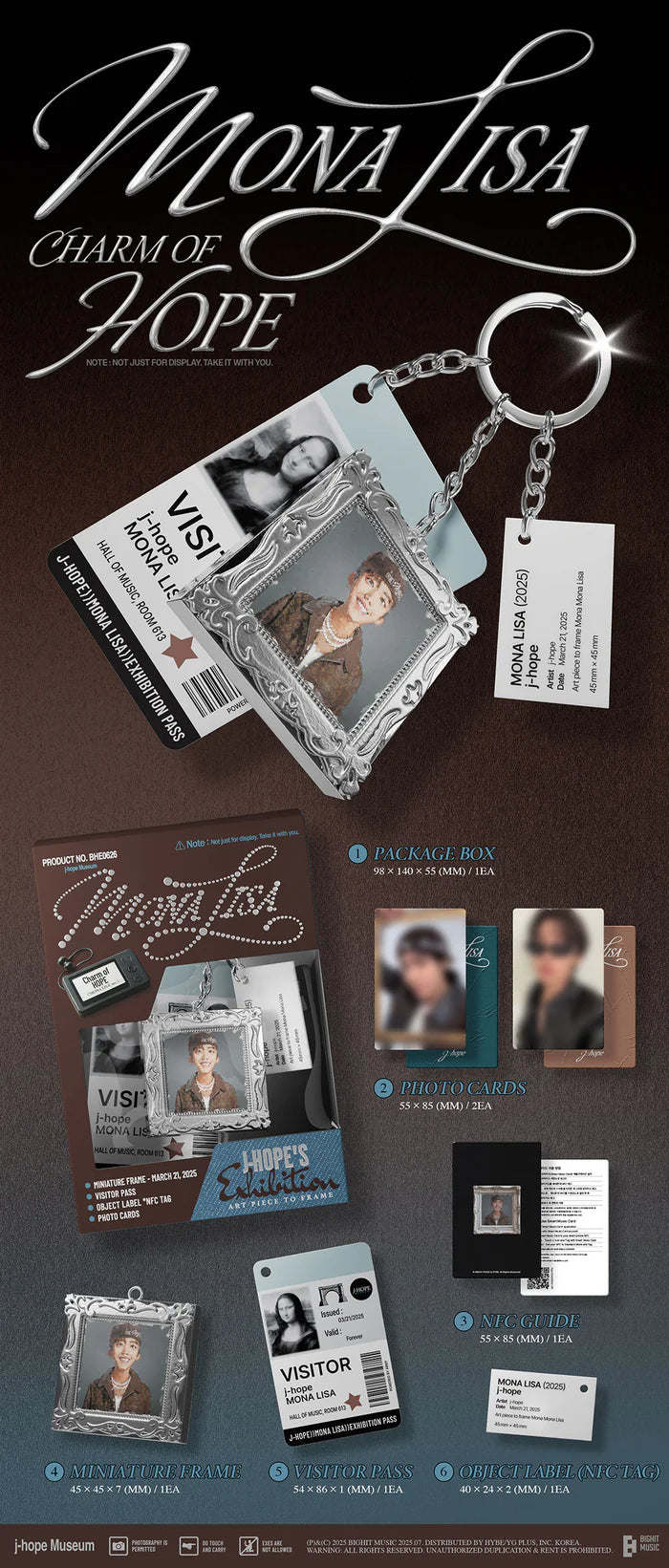 JHope BTS CHARM OF HOPE MONALISA Inklusions