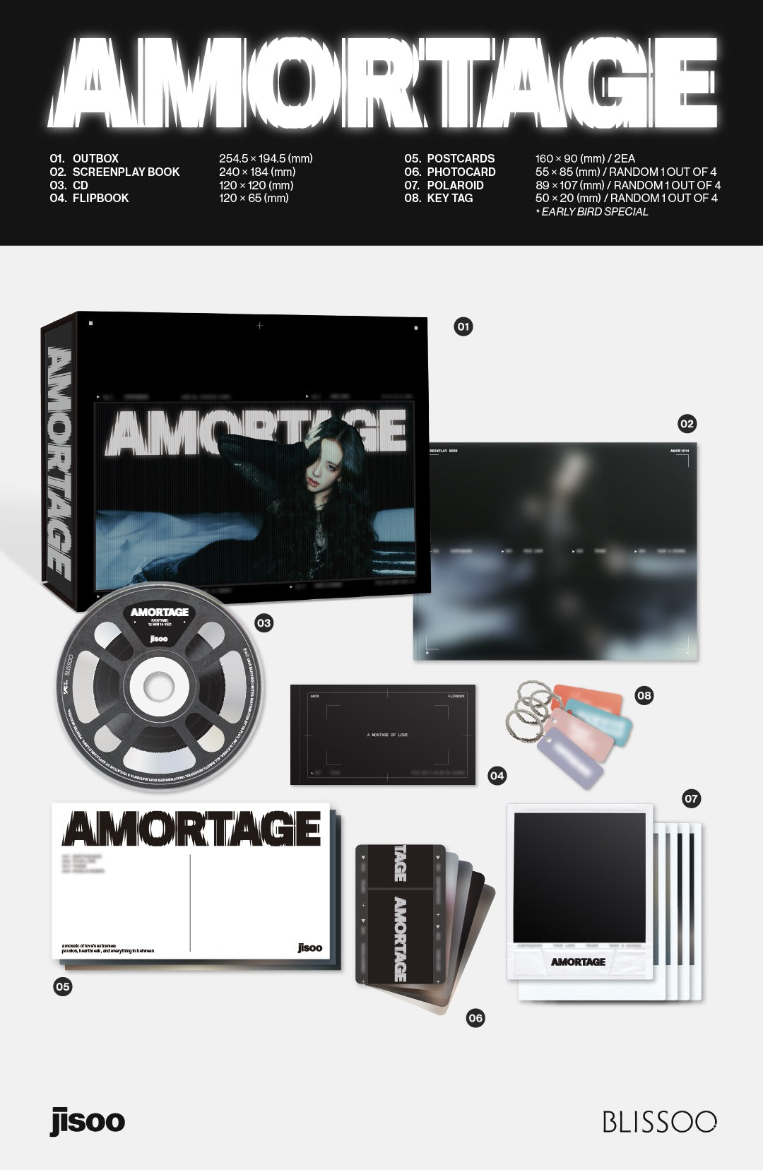 JISOO (BLACKPINK) - AMORTAGE (EXCLUSIVE EDITION) Black Ver. Inklusions