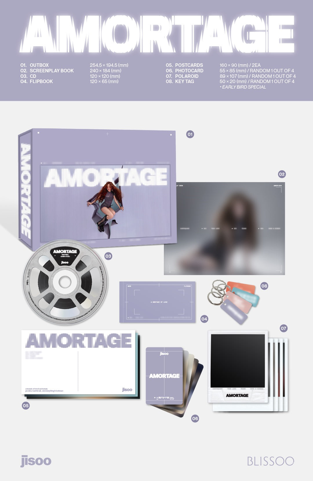 JISOO (BLACKPINK) - AMORTAGE (EXCLUSIVE EDITION) Purple Ver. Inklusions