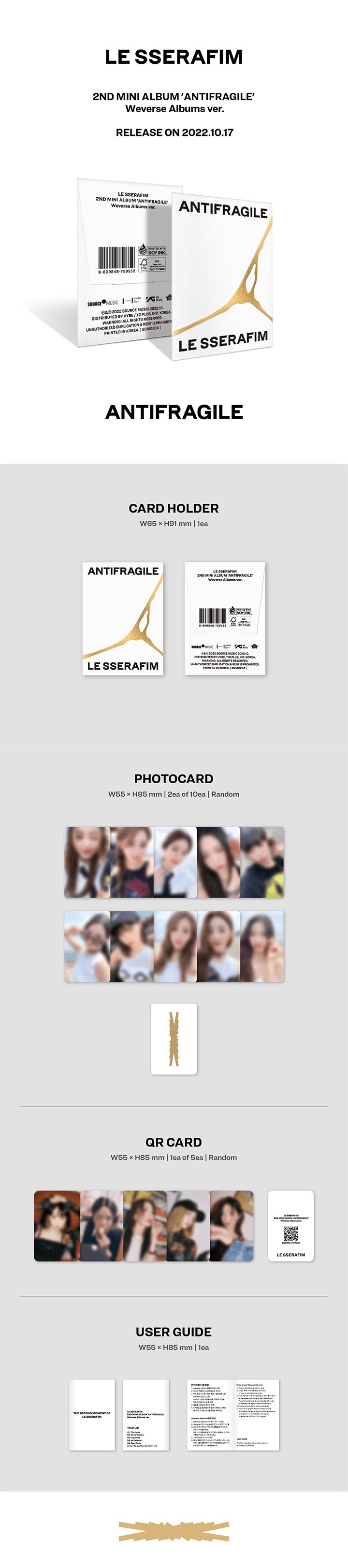 LE SSERAFIM - ANTIFRAGILE (WEVERSE ALBUMS VER.) Inklusions