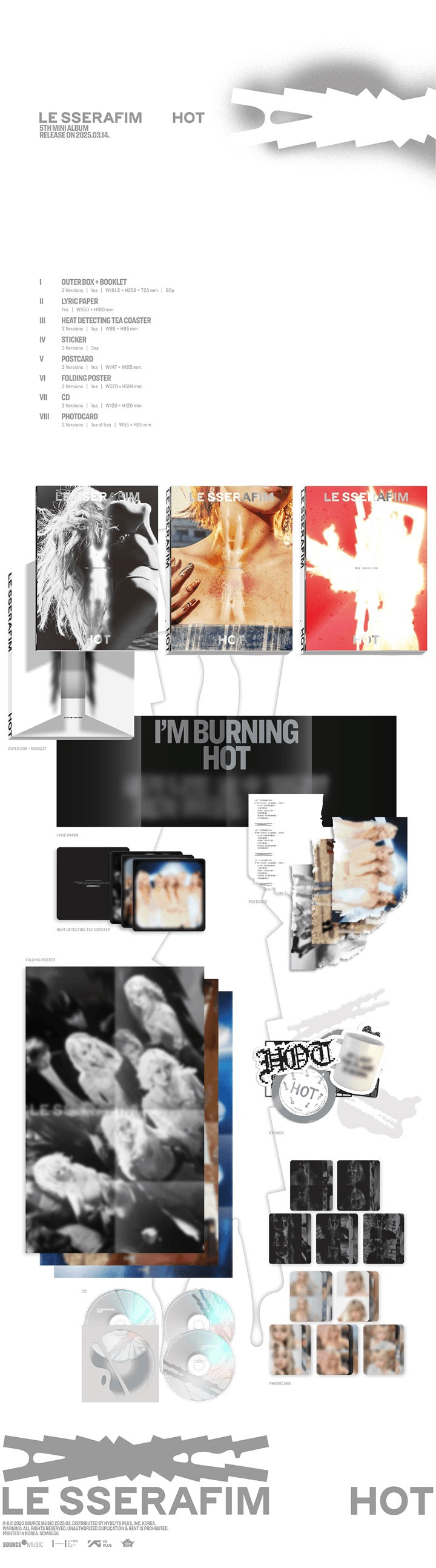 LE SSERAFIM - HOT (5TH MINI ALBUM) Inklusions