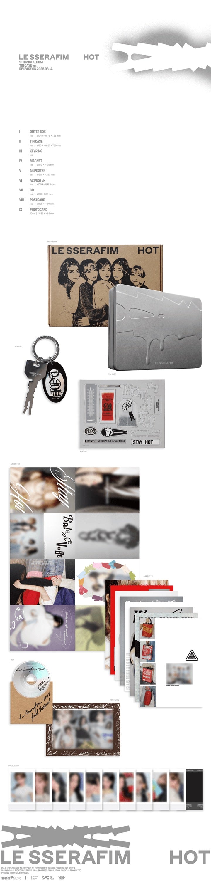 LE SSERAFIM - HOT (TIN CASE VER.) Inklusions