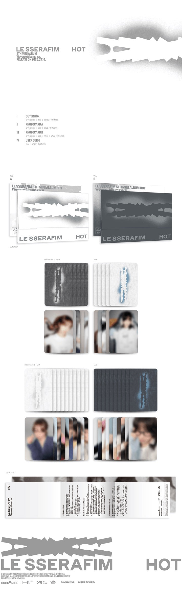 LE SSERAFIM - HOT (WEVERSE ALBUMS VER.) [5TH MINI ALBUM] Inklusions 