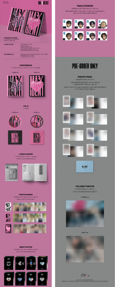 STRAY KIDS - MAXIDENT (Standard Ver.) Inklusions